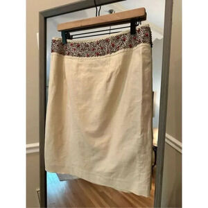 Evelyn skirt‎ LINEN Rayon Beige beadded Natural Skirt